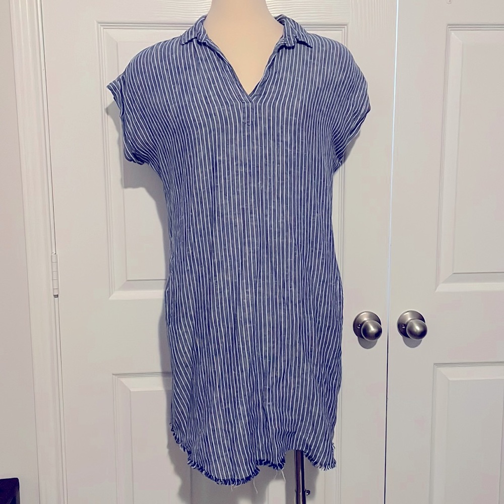 Blue with vertical stripes.